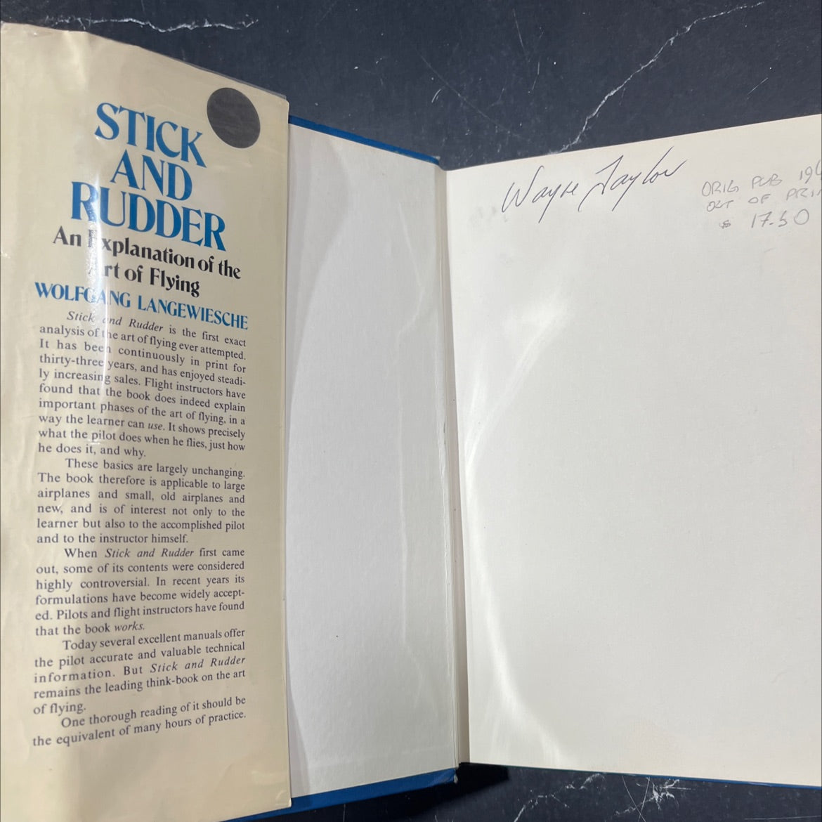 stick and rudder book, by wolfgang langewiesche, 1972 Hardcover image 4