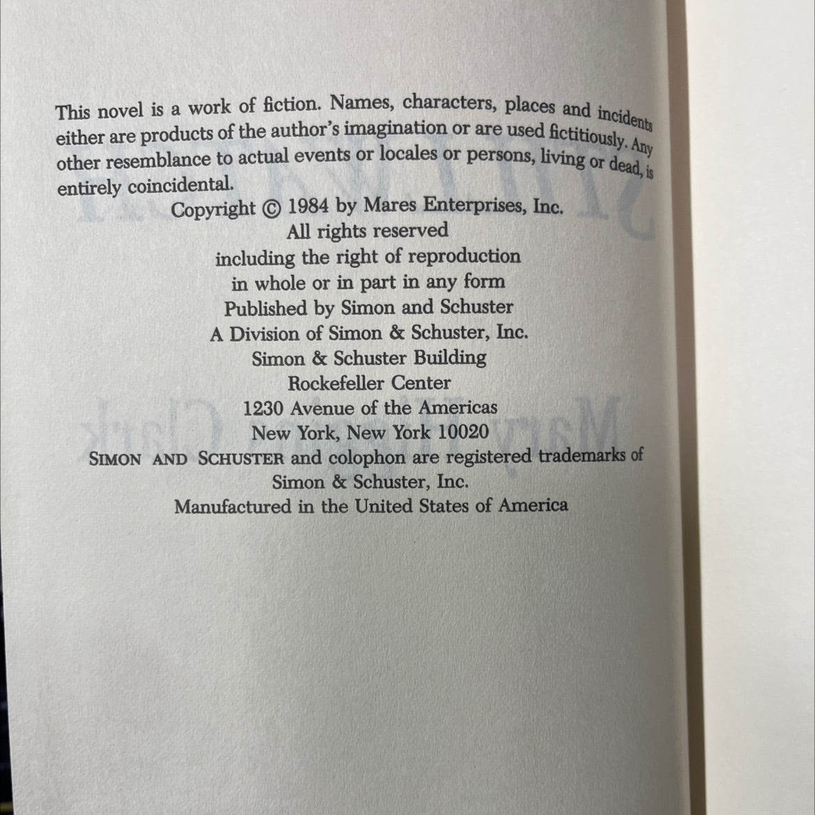 stillwatch book, by Mary Higgins Clark, 1984 Hardcover image 3
