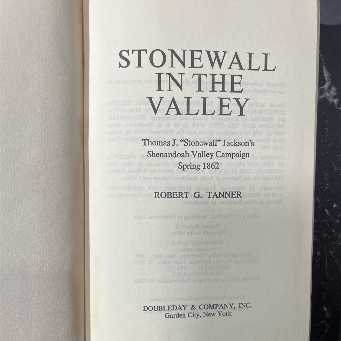 stonewall in the valley book, by Robert G. Tanner, 1976 Hardcover image 2