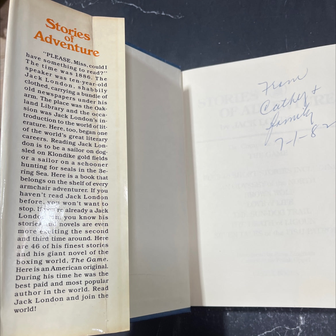 stories of adventure book, by jack london, 1980 Hardcover image 4