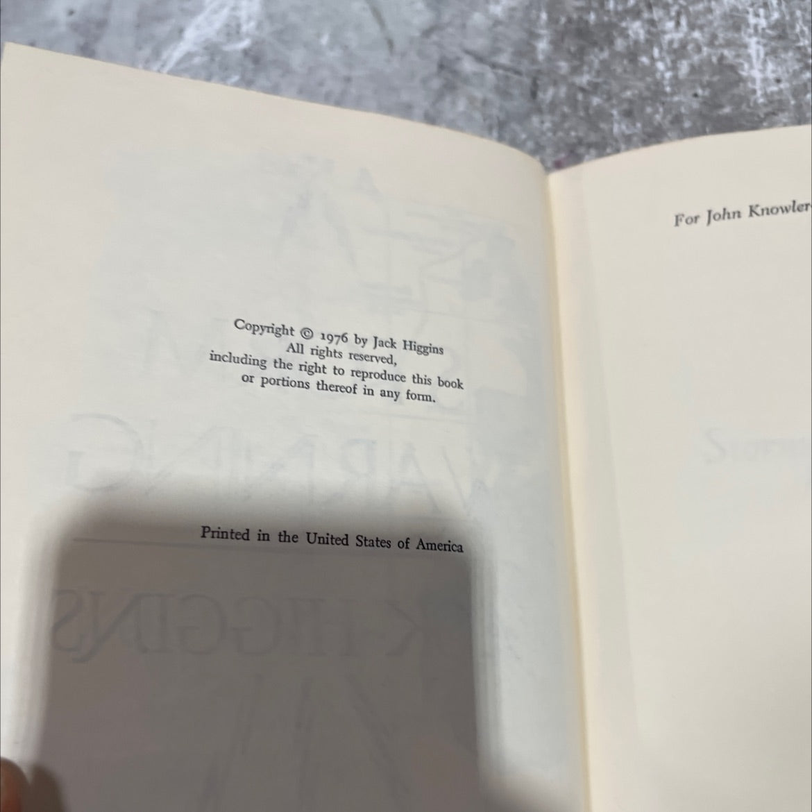 storm warning book, by jack higgins, 1976 Hardcover image 3