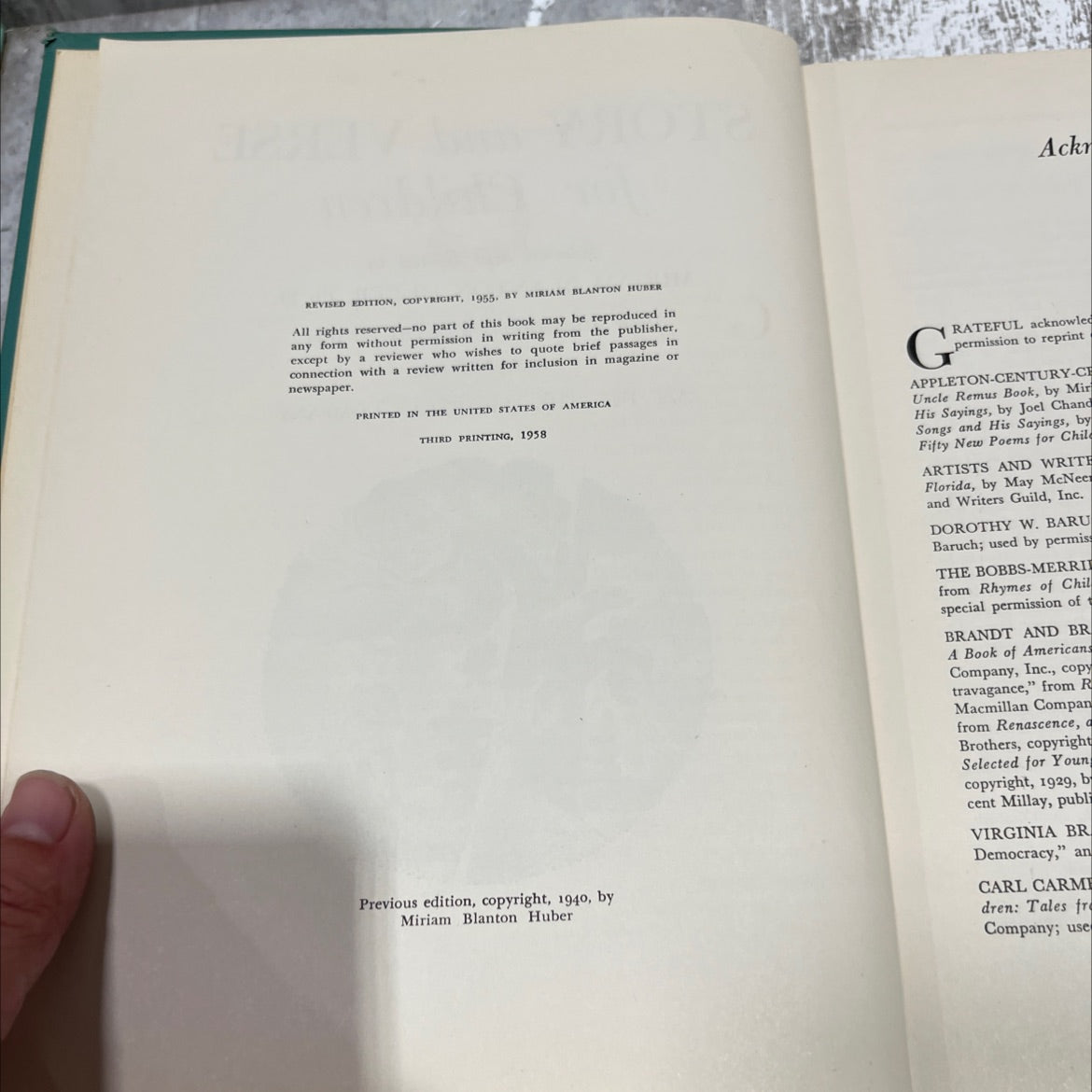 story and verse for children book, by miriam blanton huber, 1955 Hardcover image 3
