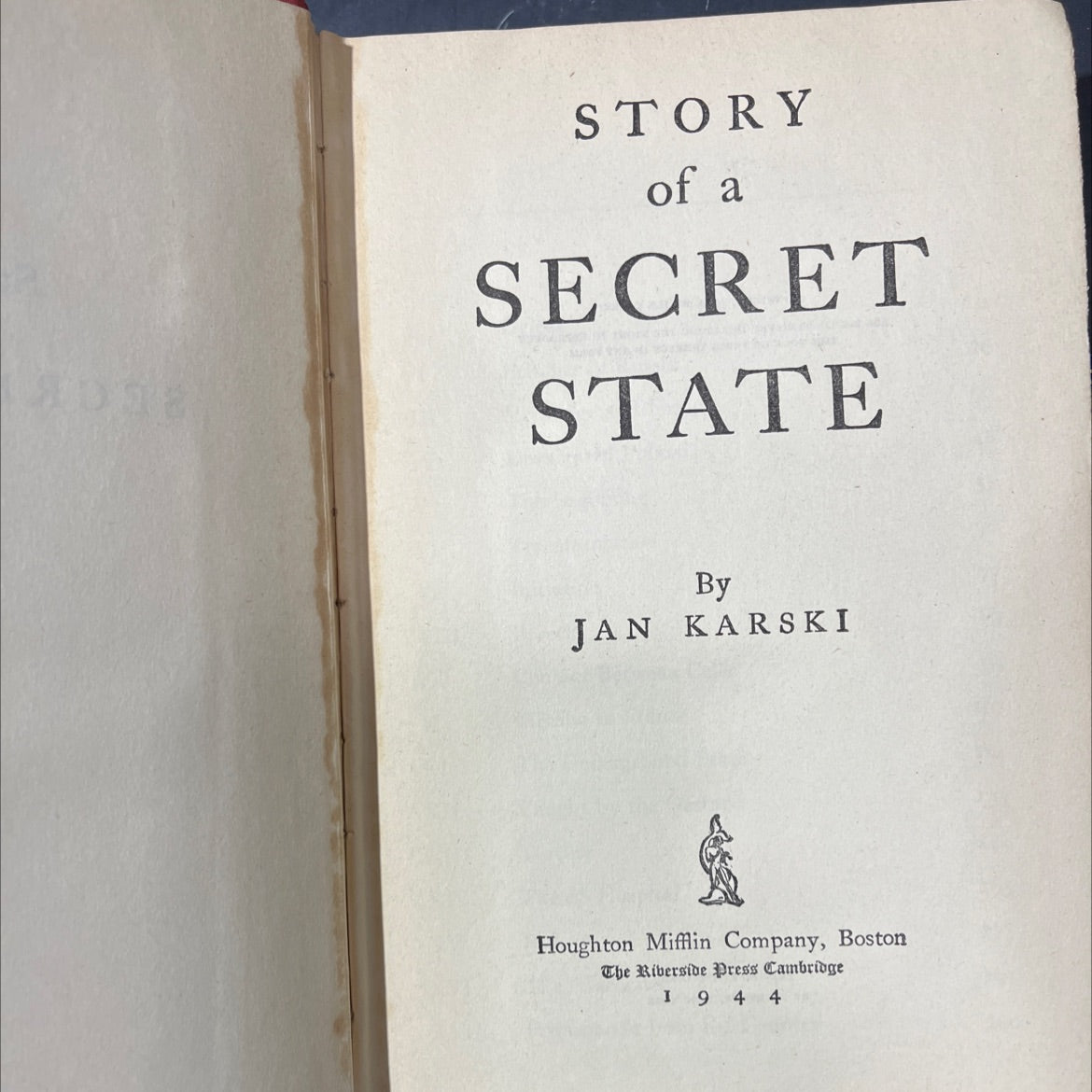 story of a secret state book, by jan karski, 1944 Hardcover image 2