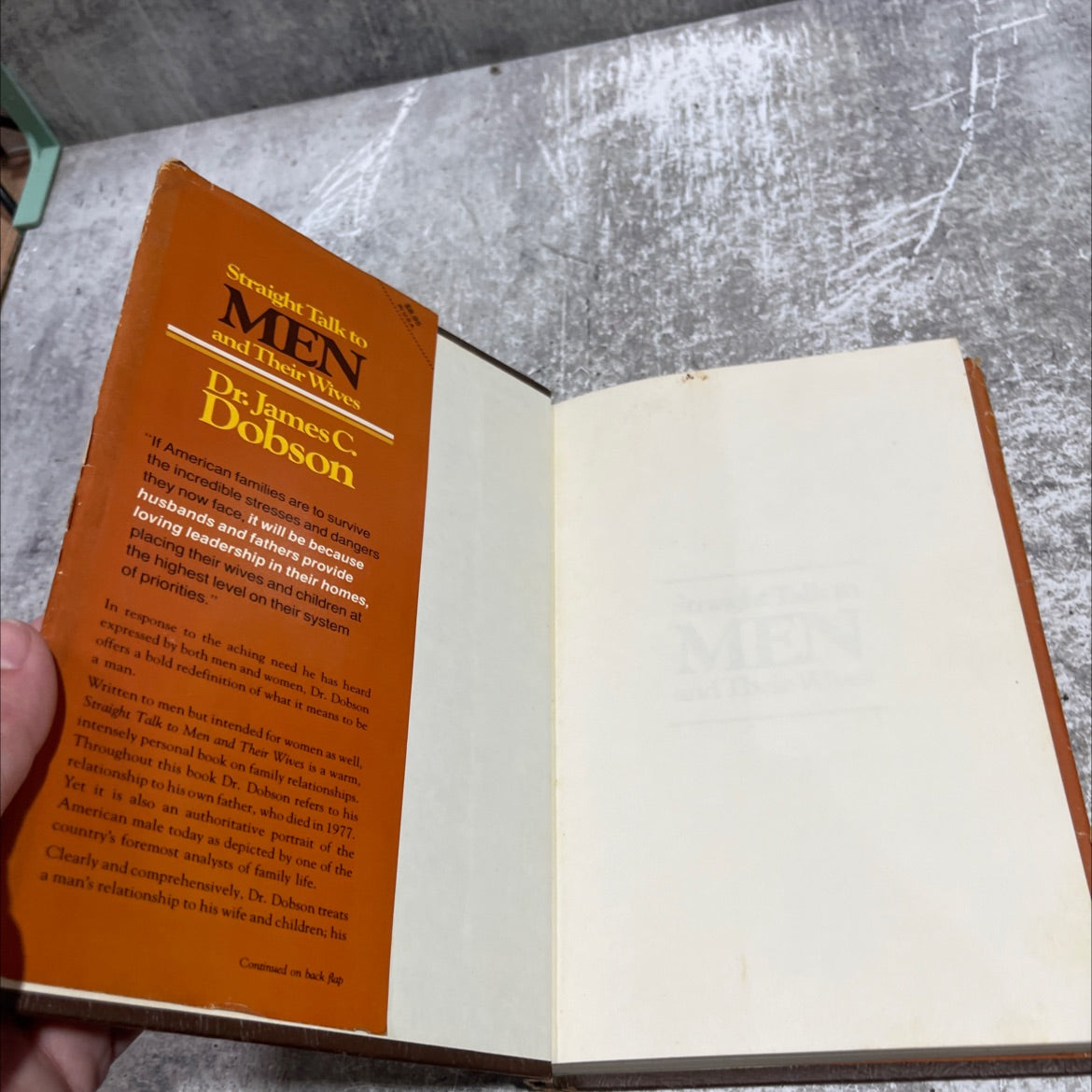 straight talk to men and their wives book, by Dr. James C. Dobson, 1980 Hardcover image 4