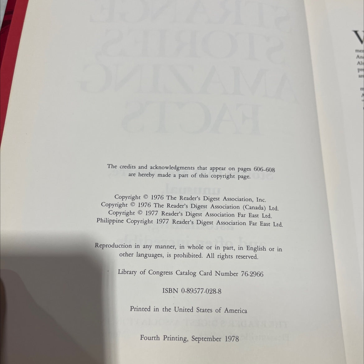 strange stories, amazing facts book, by The Reader's Digest Association, Inc., 1977 Hardcover image 3