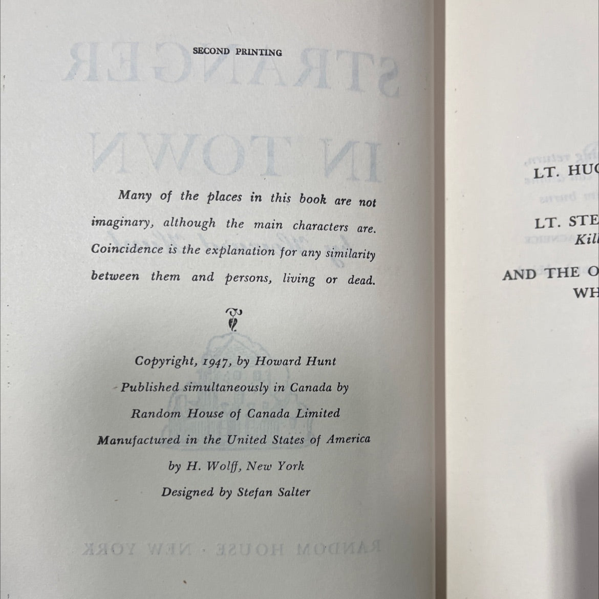 stranger in town book, by Howard Hunt, 1947 Hardcover image 3