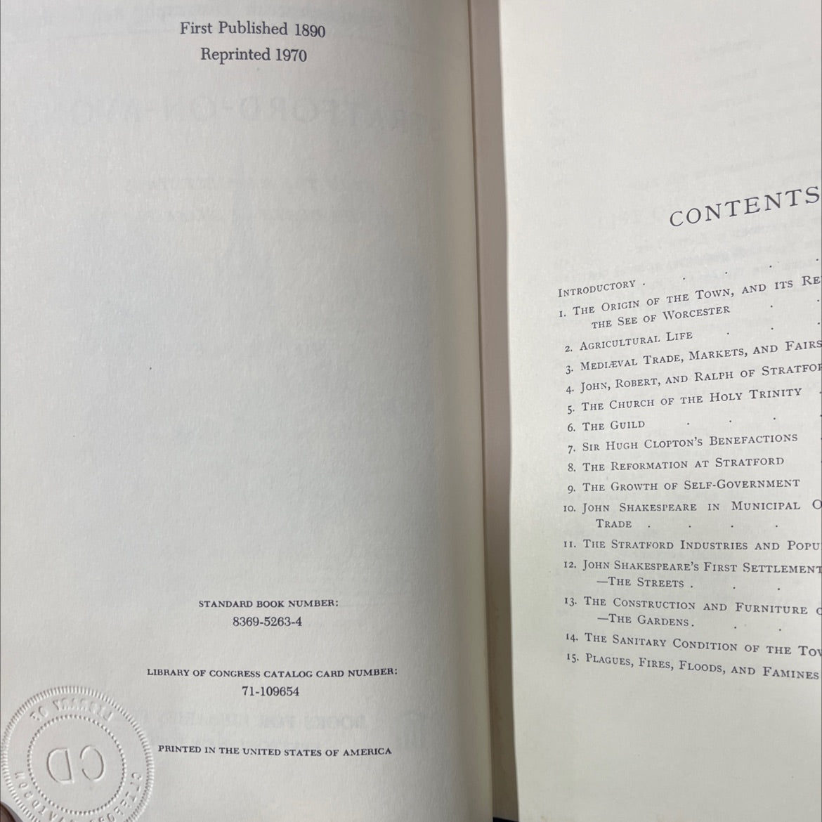 stratford-on-avon from the earliest times to the death of shakespeare book, by sidney lee, 1970 Hardcover image 3