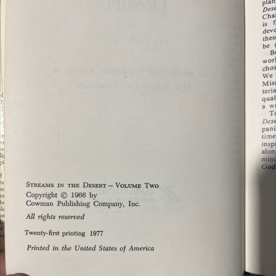 streams in the desert volume two book, by Mrs. Charles E. Cowman, 1977 Hardcover image 3