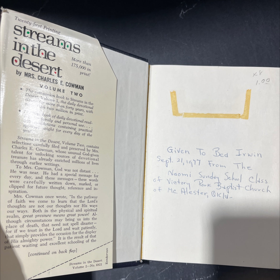 streams in the desert volume two book, by Mrs. Charles E. Cowman, 1977 Hardcover image 4