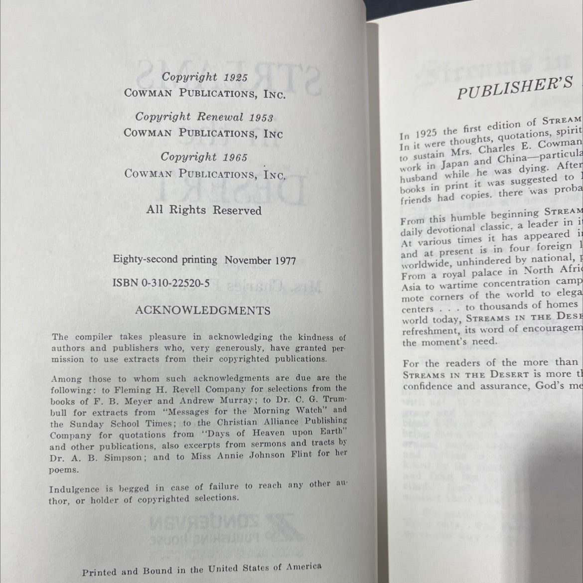 streams in the desert book, by Mrs. Charles E. Cowman, 1977 Hardcover image 3