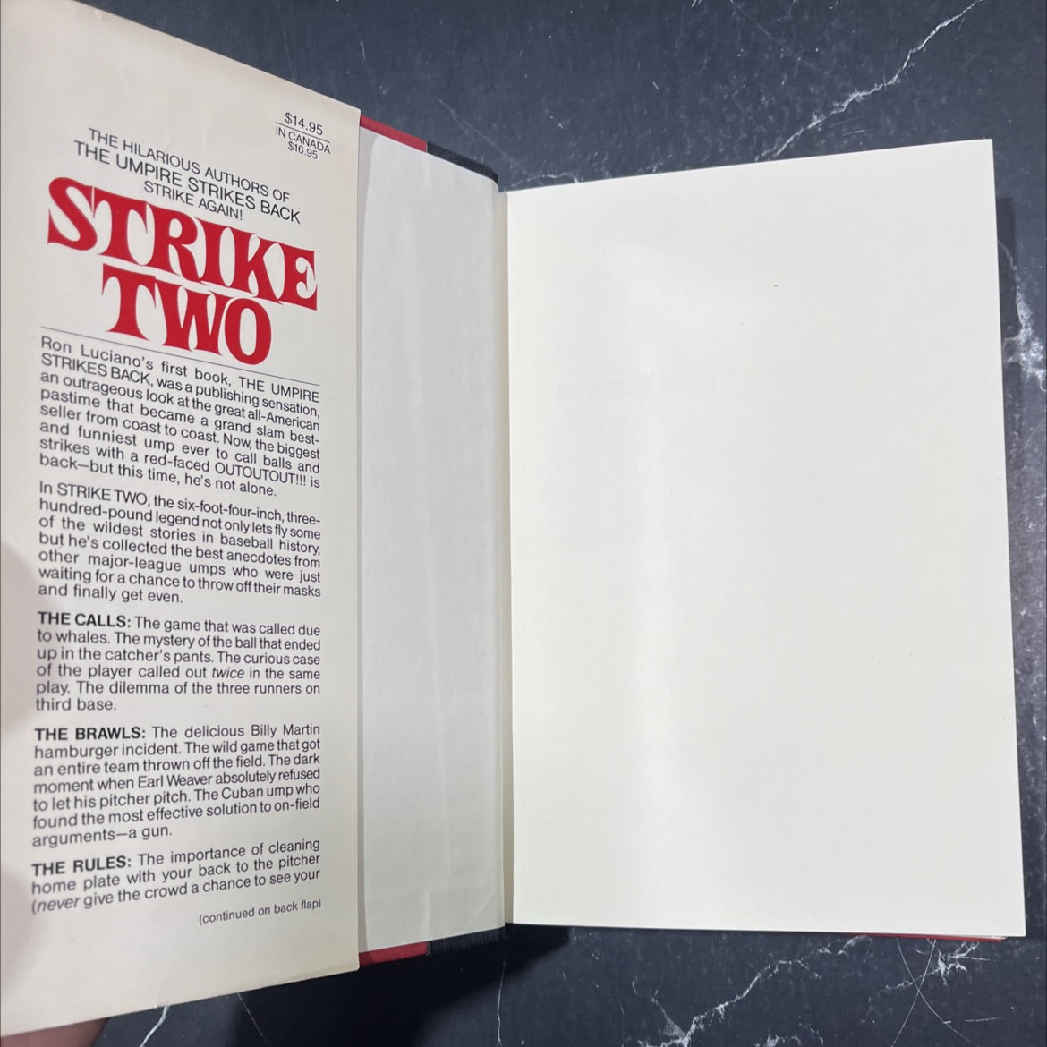 SIGNED strike two book, by Ron Luciano & David Fisher, 1984 Hardcover, First Edition image 4