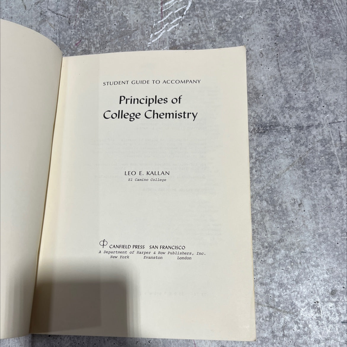 student guide to accompany principles of college chemistry book, by leo e. kallan, 1972 Paperback image 2
