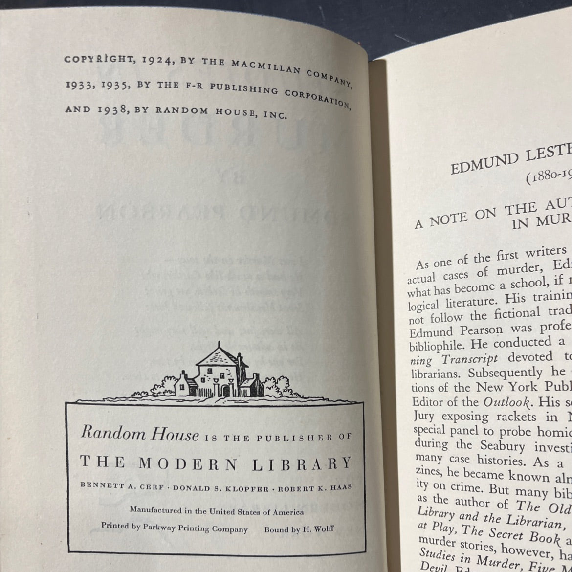 studies in murder book, by edmund pearson, 1938 Hardcover image 3