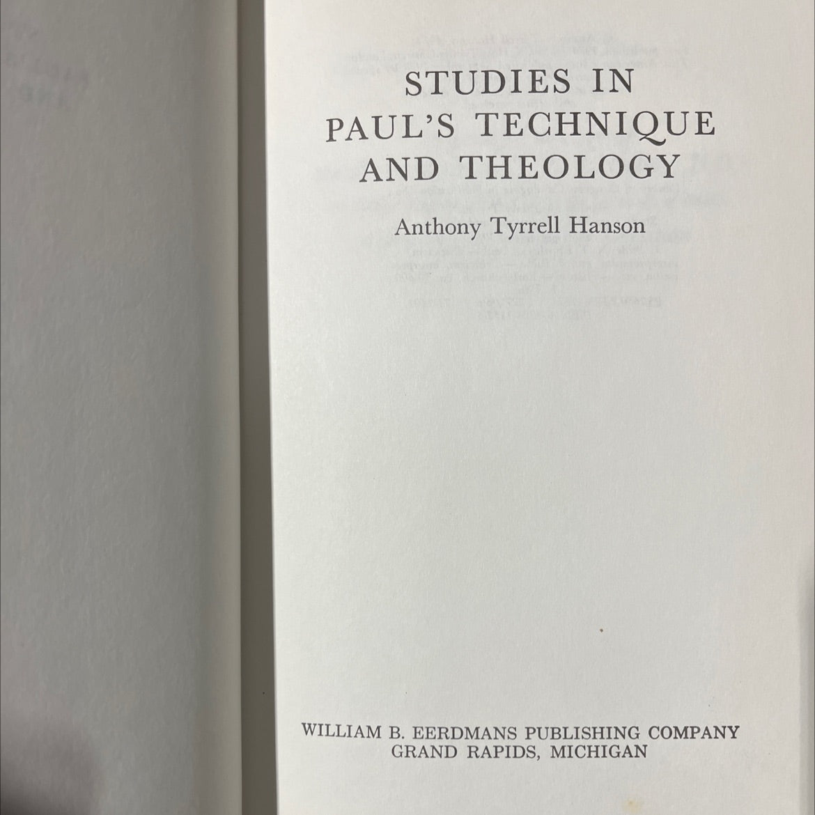 studies in paul's technique and theology book, by anthony tyrrell hanson, 1974 Hardcover image 2