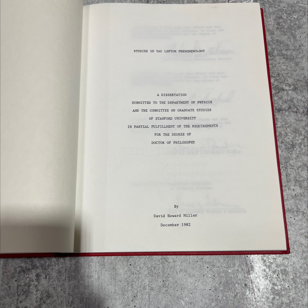 studies in tau lepton phenomenology book, by David Howard Miller, 1982 Hardcover image 2