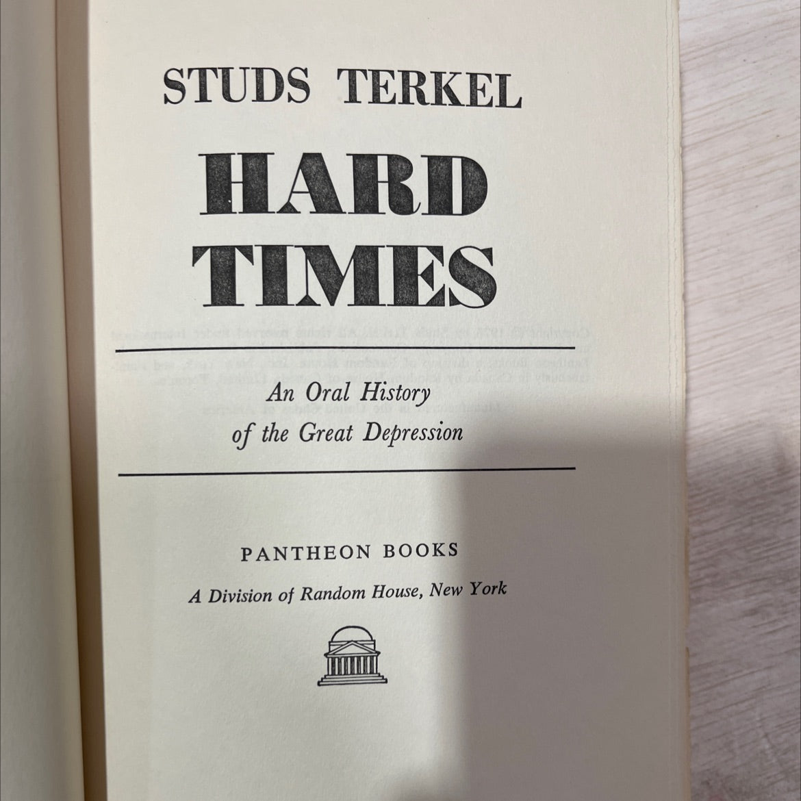 studs terkel hard times an oral history of the great depression book, by Studs Terkel, 1970 Hardcover, Vintage, Heavily image 2
