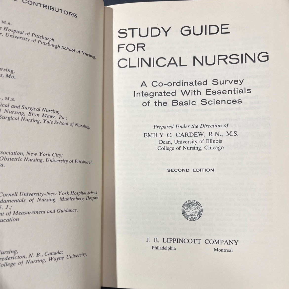 study guide for clinical nursing book, by emily c. cardew, 1961 Hardcover image 2