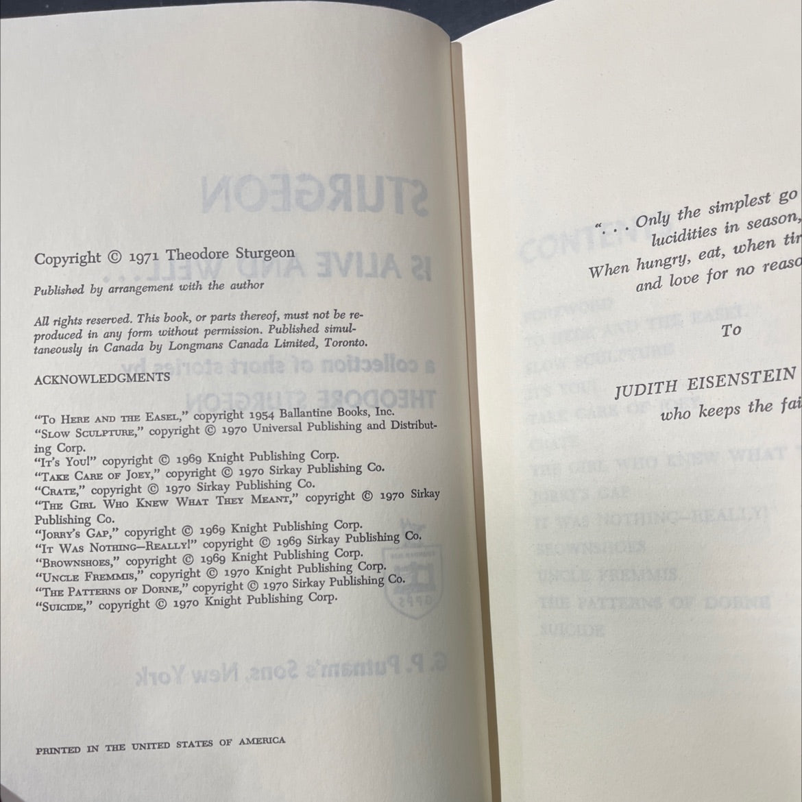 sturgeon is alive and well book, by theodore sturgeon, 1970 Hardcover image 3