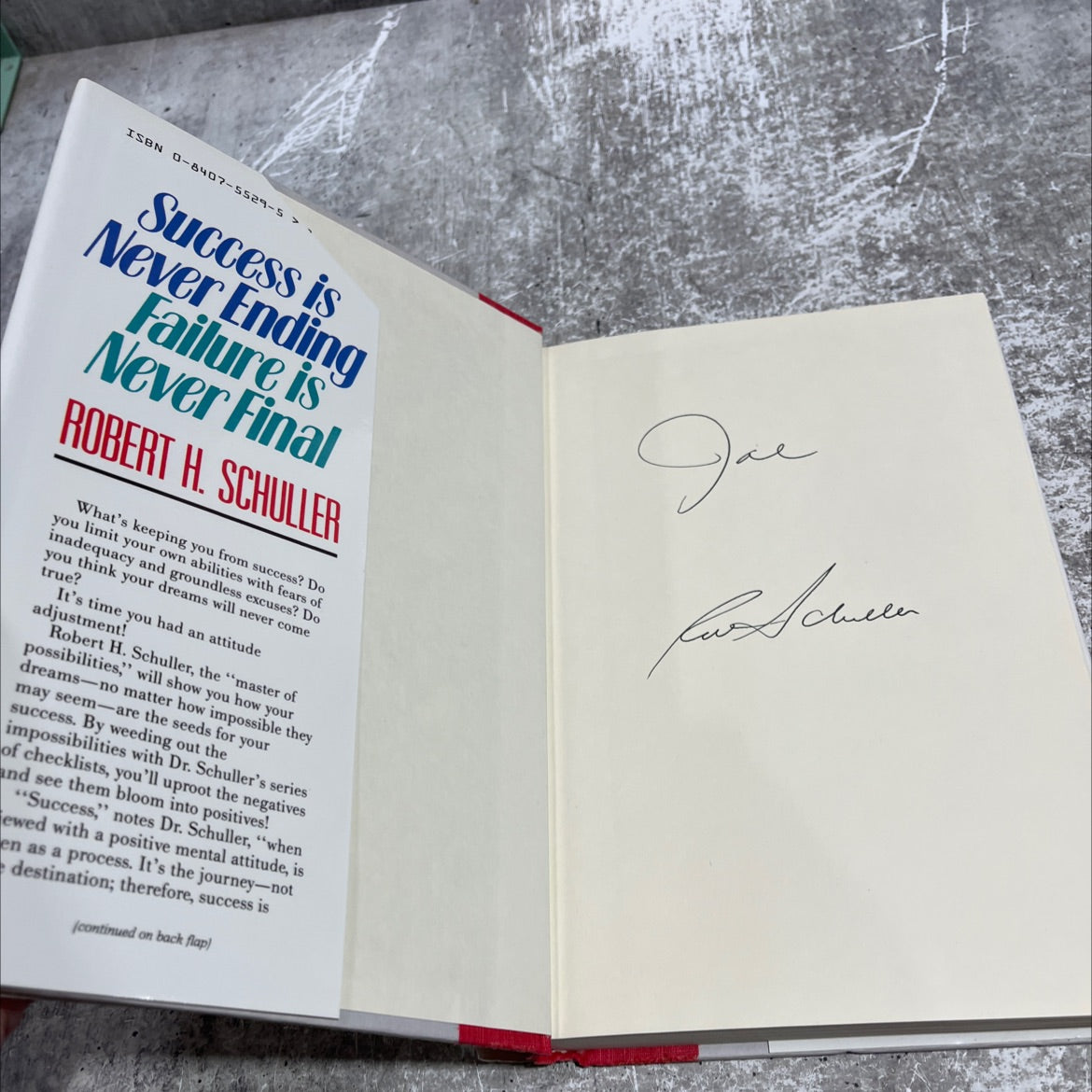 SIGNED success is never ending failure is never final book, by Robert H. Schuller, 1988 Hardcover, Vintage image 4