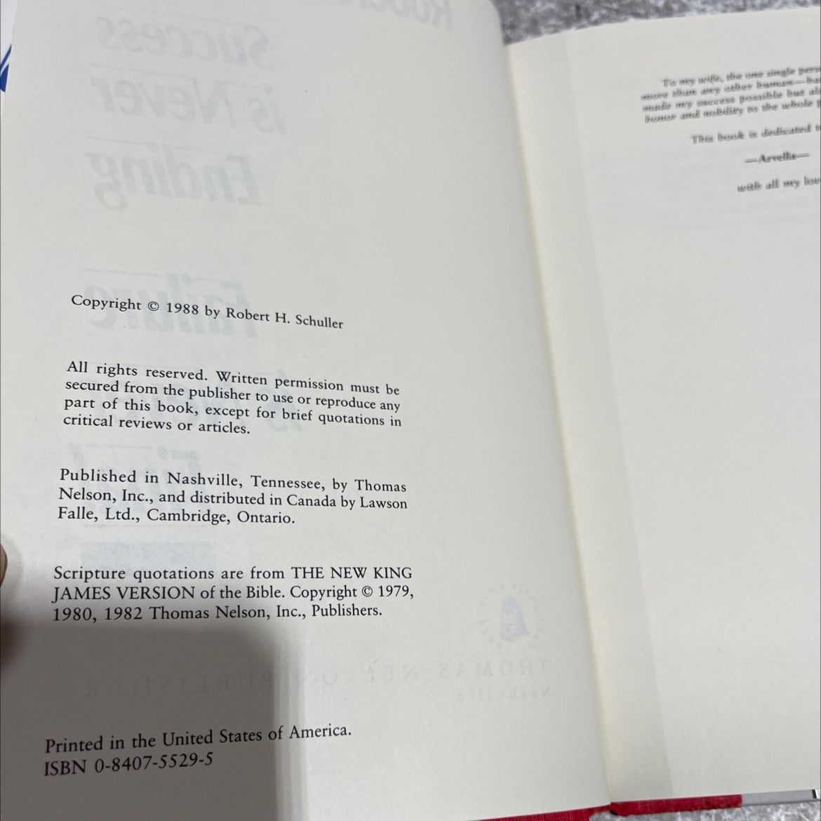 SIGNED success is never ending failure is never final book, by Robert H. Schuller, 1988 Hardcover, Vintage image 3