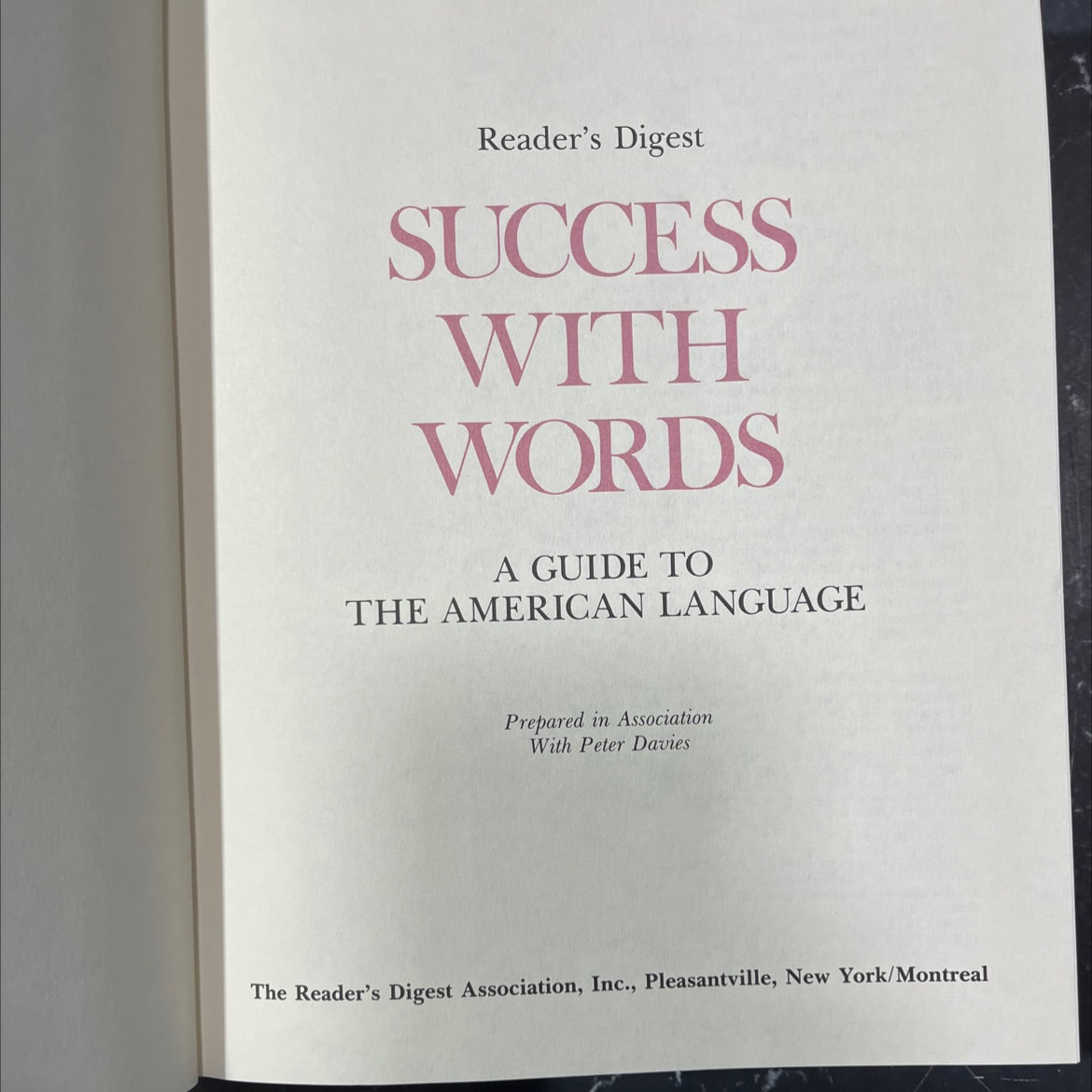 success with words a guide to the american language book, by Peter Davies, 1983 Leather image 2