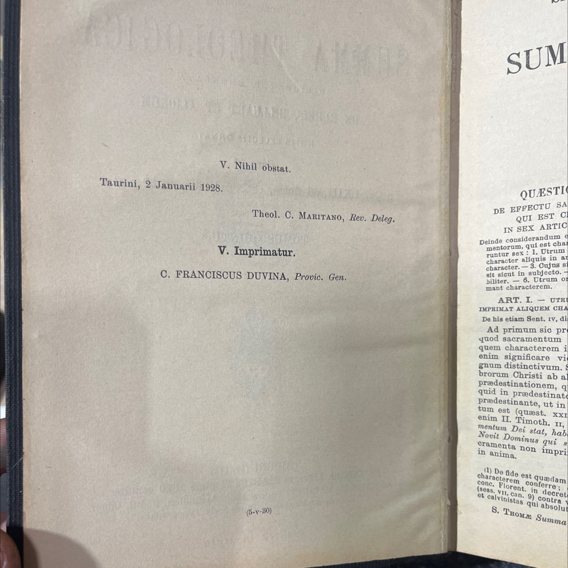 summa theologica book, by s. thome aquinatis, 1928 Leather image 3