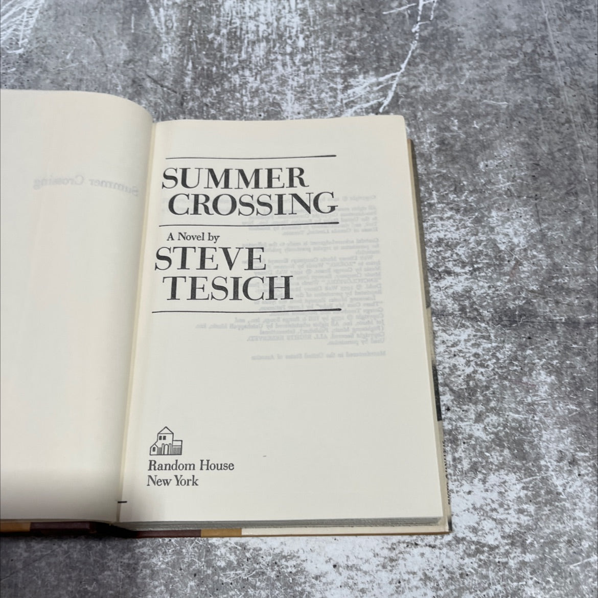 summer crossing book, by steve tesich, 1982 Hardcover image 2