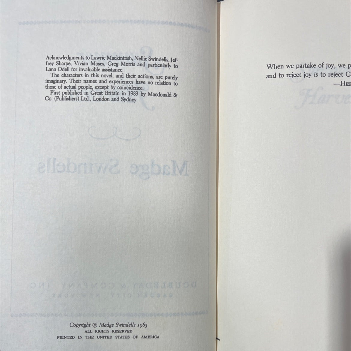summer harvest book, by madge swindells, 1983 Hardcover image 3