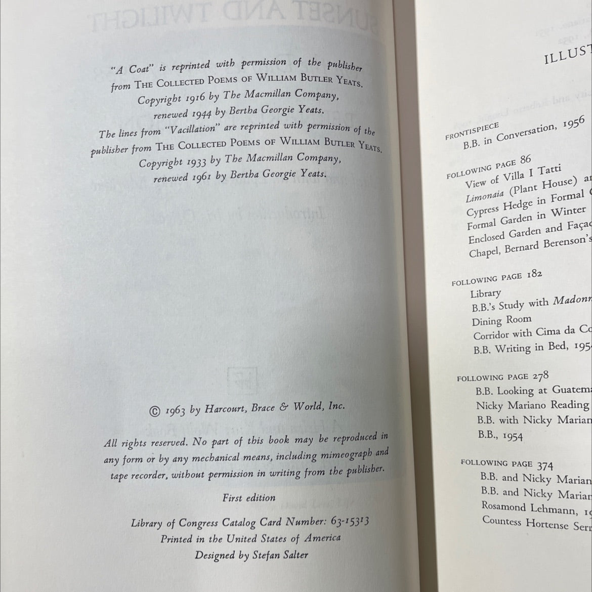 sunset and twilight from the diaries of 1947-1958 book, by bernard berenson, 1963 Hardcover image 3