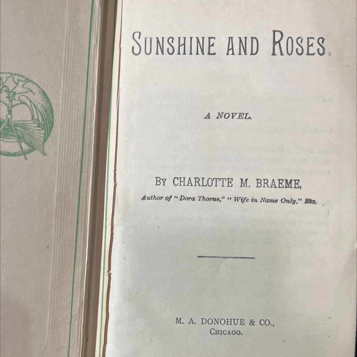 sunshine and roses book, by charlotte m. braeme, unknown Hardcover image 3