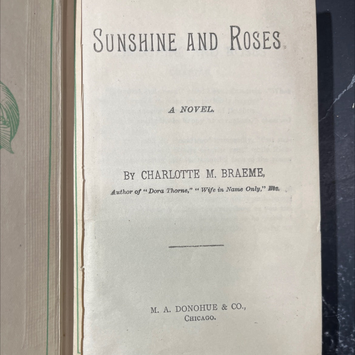 sunshine and roses book, by charlotte m. braeme, unknown Hardcover image 2