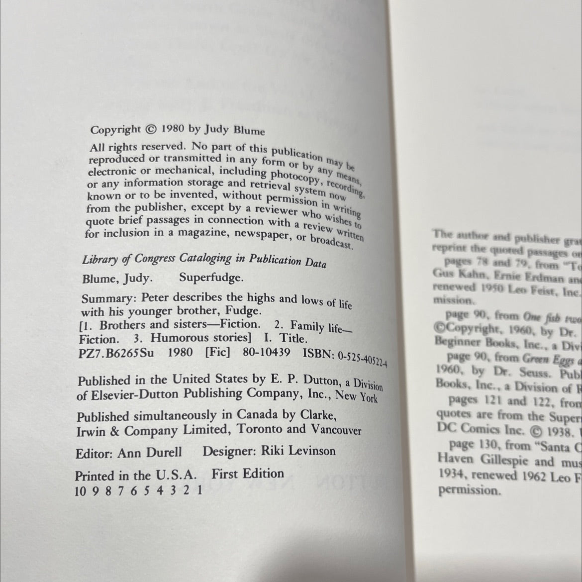superfudge book, by Judy Blume, 1980 Hardcover image 3