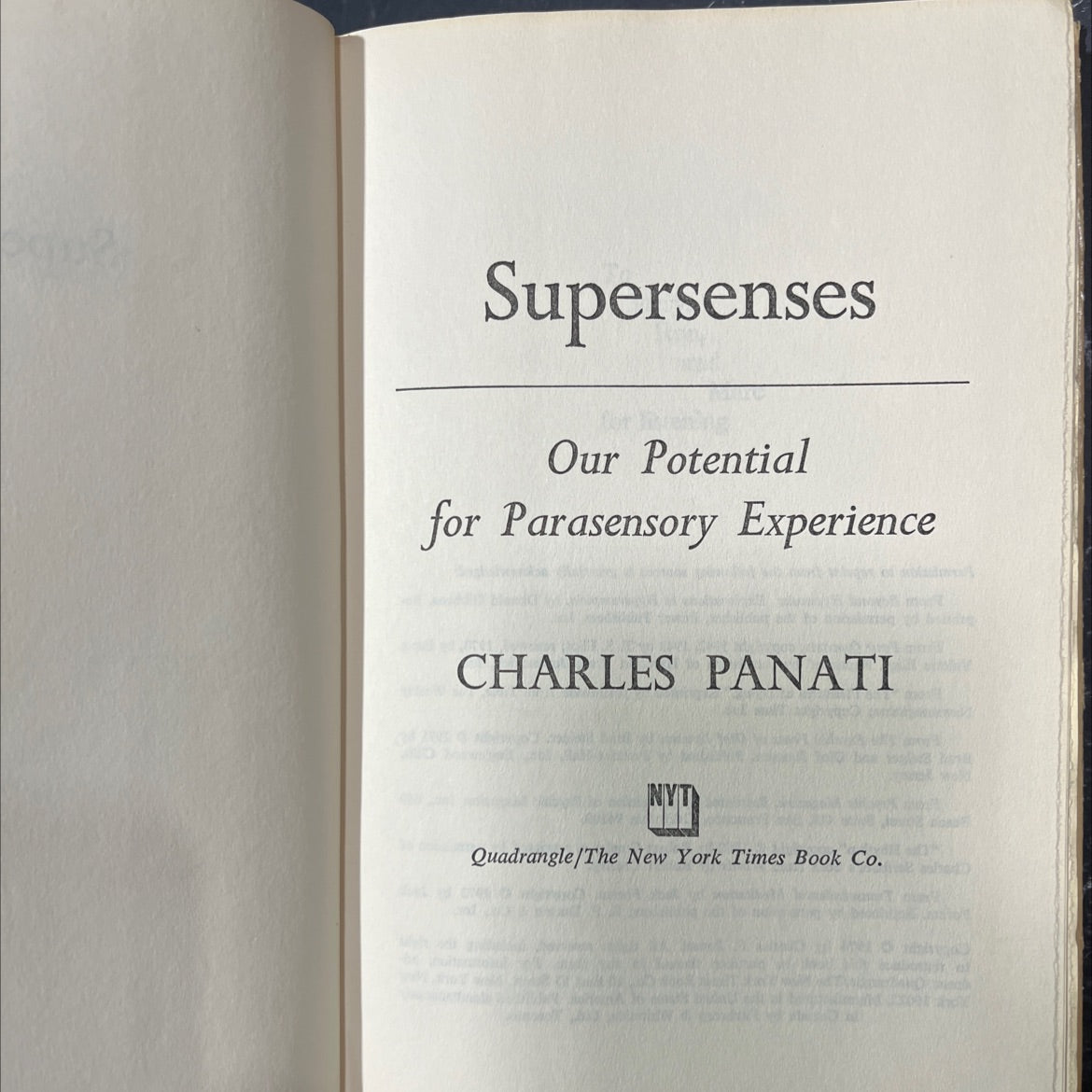 supersenses our potential for parasensory experience book, by charles panati, 1974 Hardcover image 2