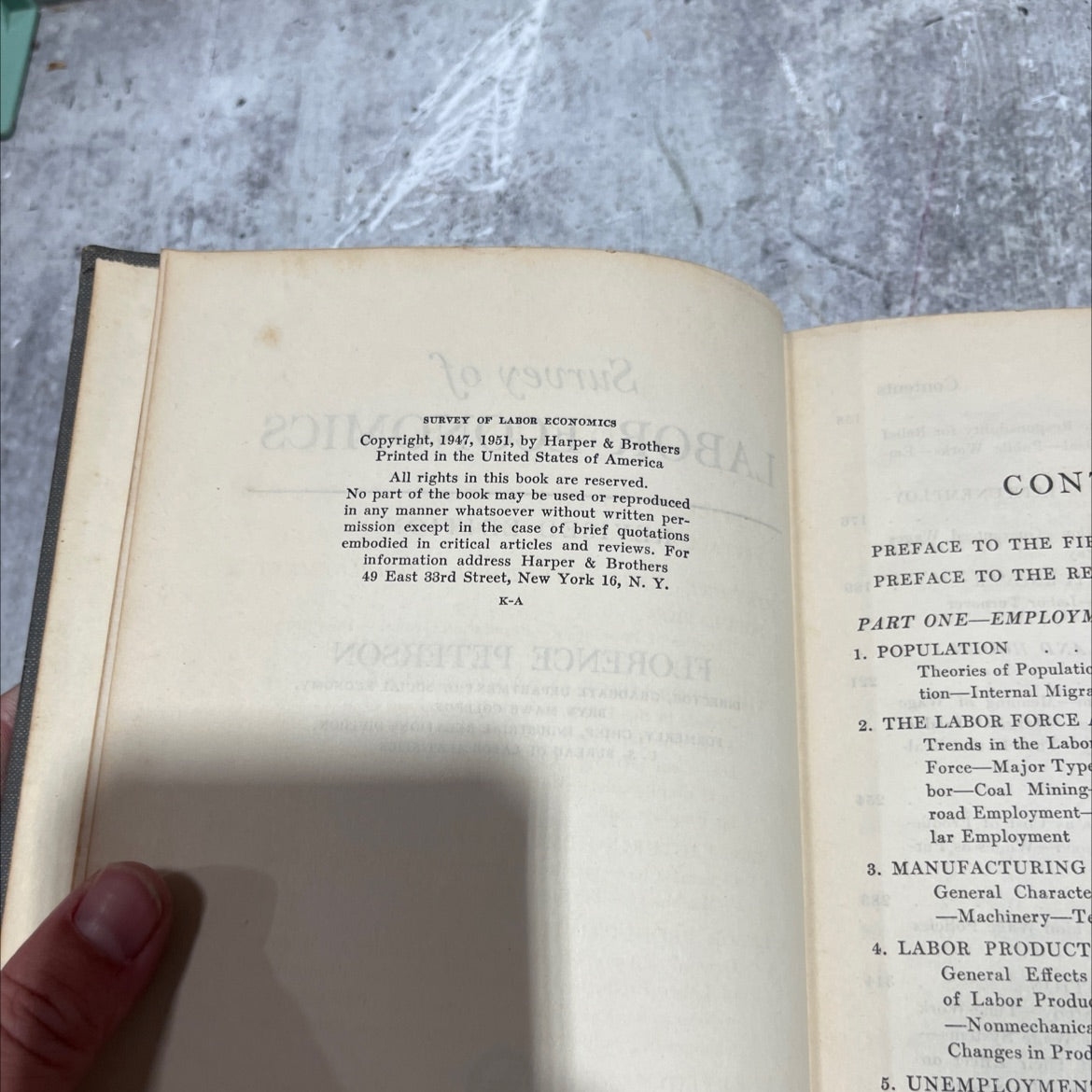 survey of labor economics book, by florence peterson, 1951 Hardcover image 3