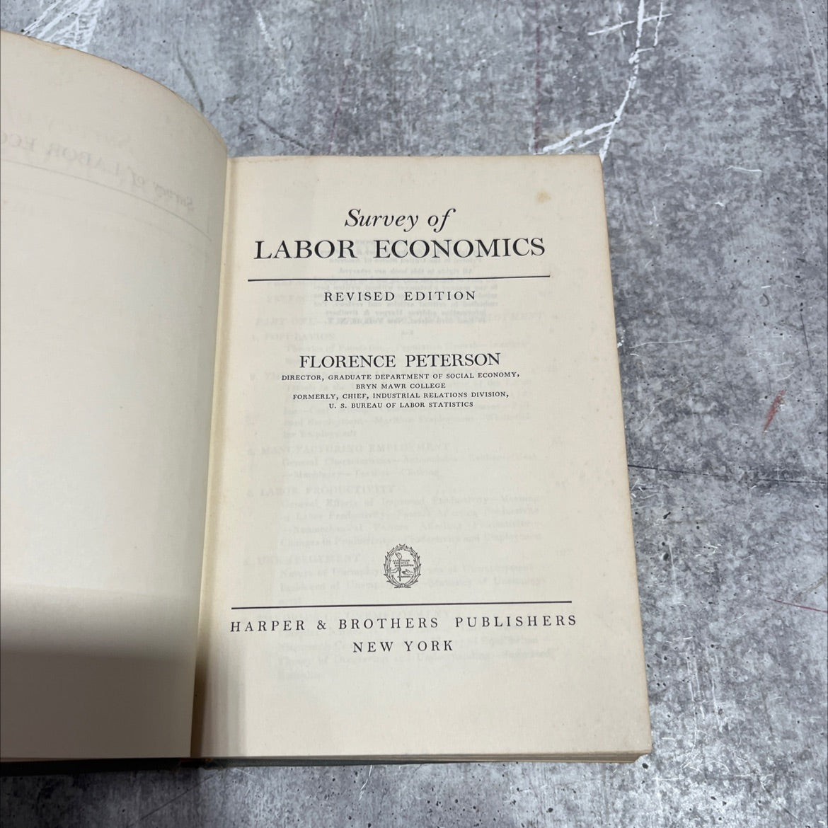 survey of labor economics book, by florence peterson, 1951 Hardcover image 2