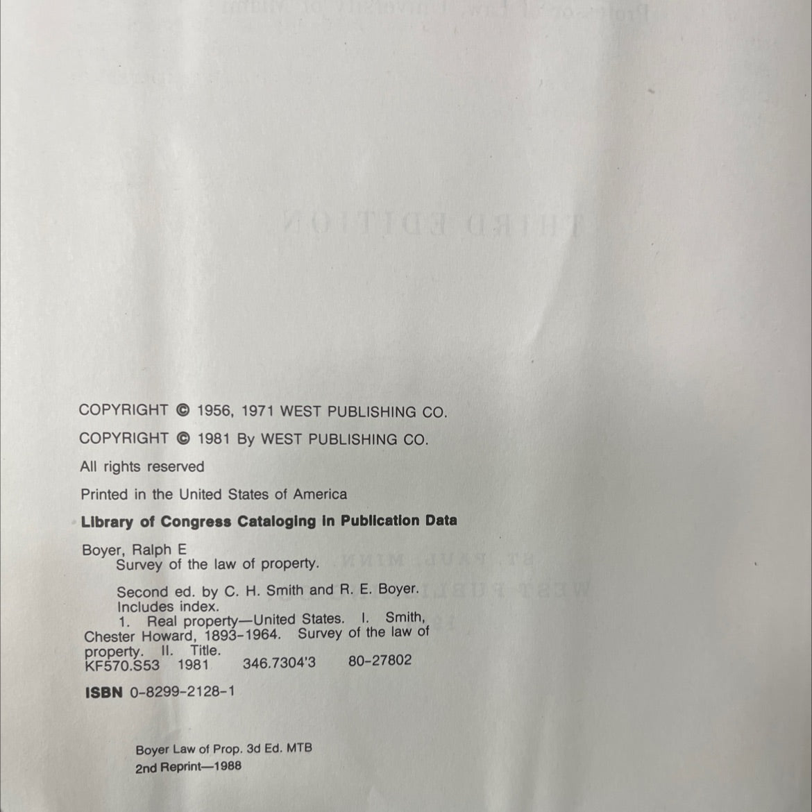 survey of the law of property book, by ralph e. boyer, 1981 Hardcover image 3