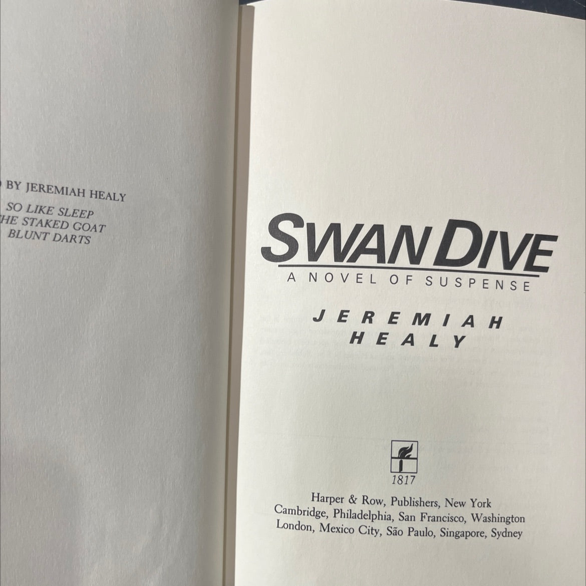 swan dive book, by Jeremiah Healy, 1988 Hardcover image 2