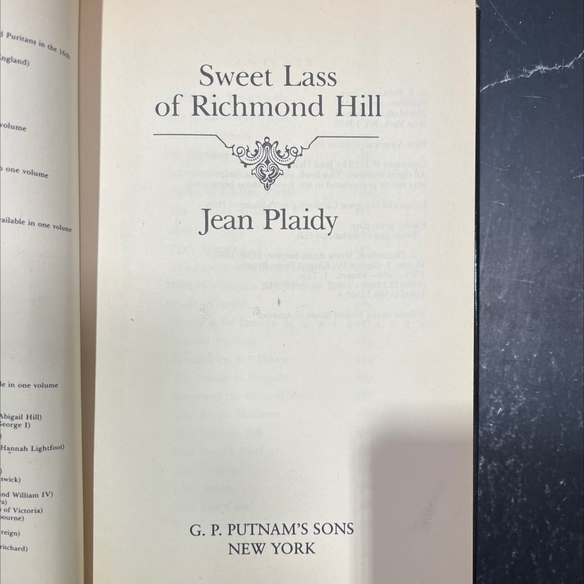 sweet lass of richmond hill book, by jean plaidy, 1988 Hardcover image 2