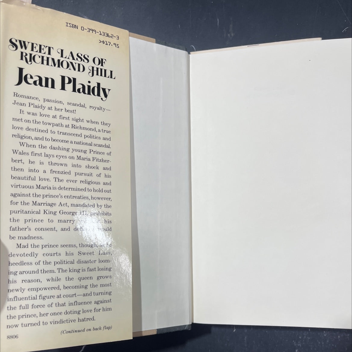 sweet lass of richmond hill book, by jean plaidy, 1988 Hardcover image 4