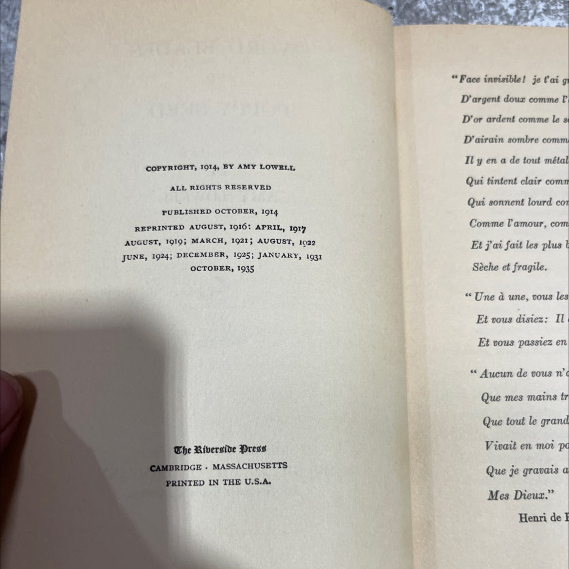 sword blades and poppy seed book, by amy lowell, 1935 Hardcover image 3