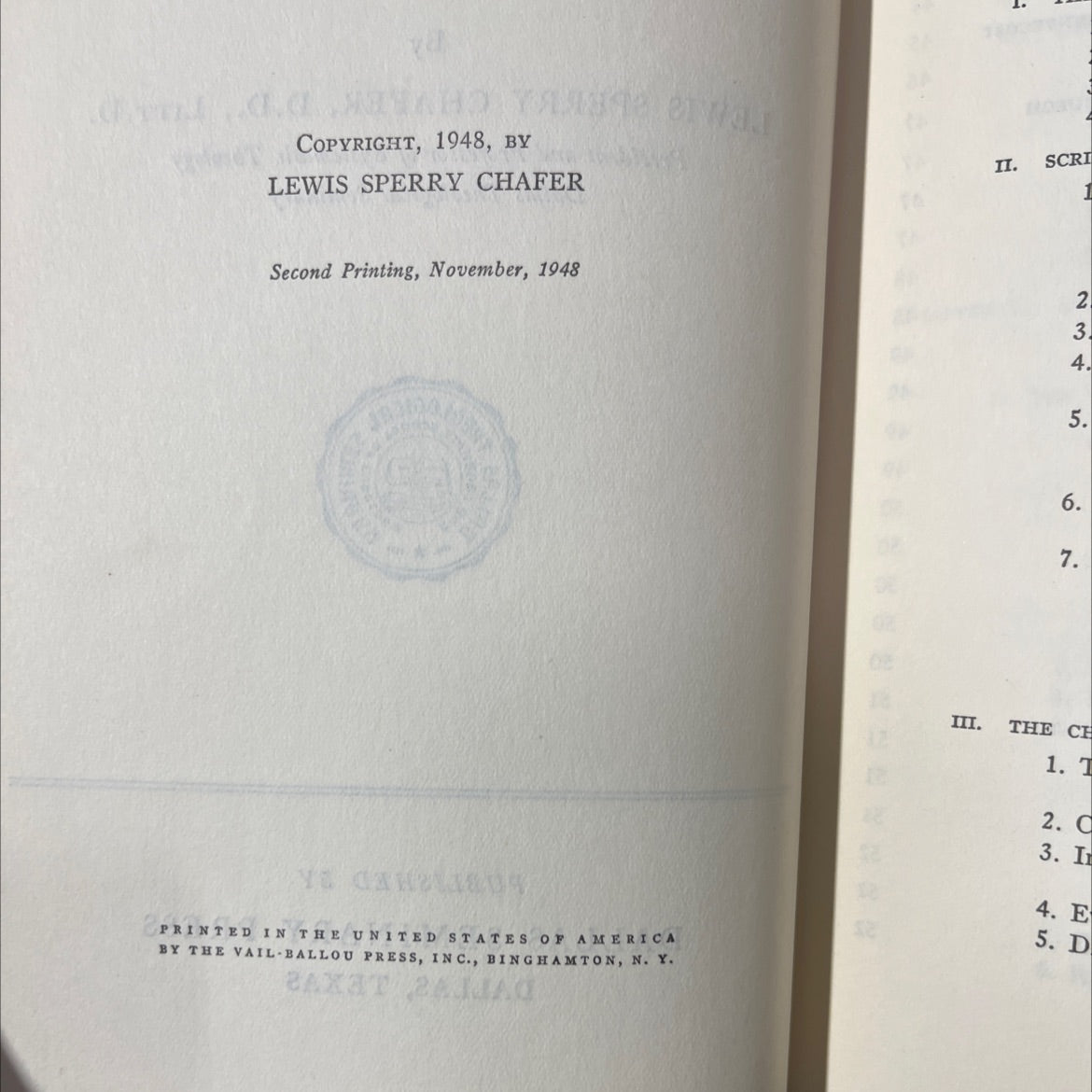 systematic theology volume iv ecclesiology eschatology book, by lewis sperry chafer, 1948 Hardcover image 3