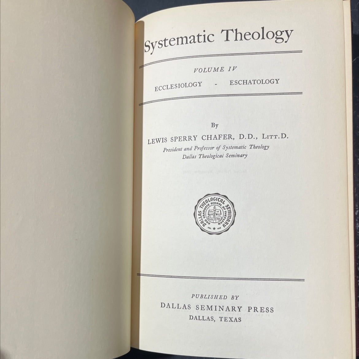 systematic theology volume iv ecclesiology eschatology book, by lewis sperry chafer, 1948 Hardcover image 2