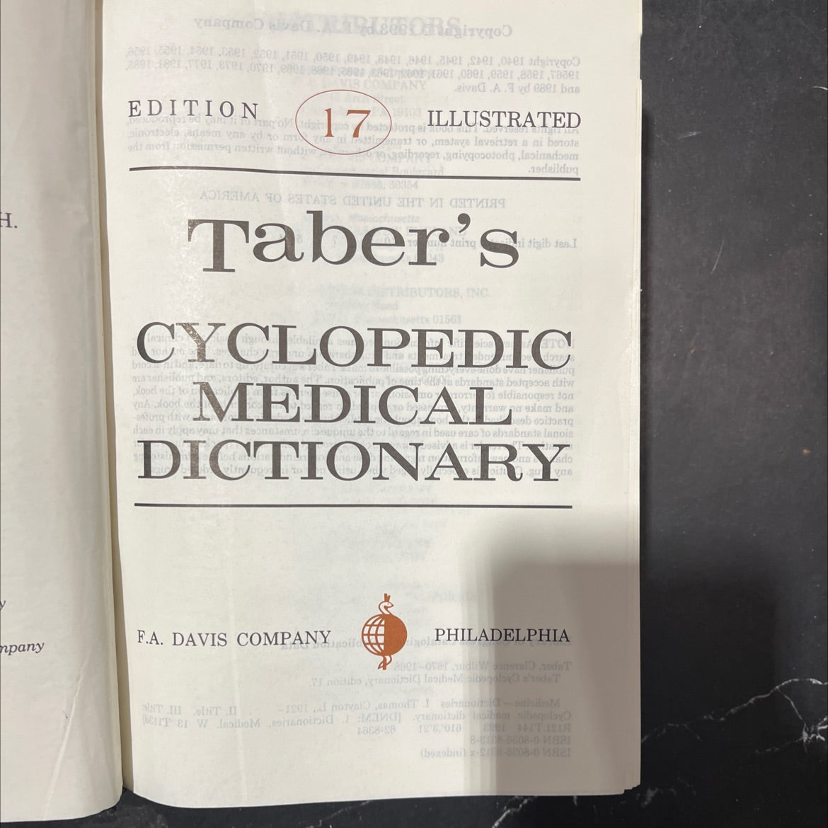 taber's cyclopedic medical dictionary book, by clarence wilbur taber, 1993 Hardcover image 2