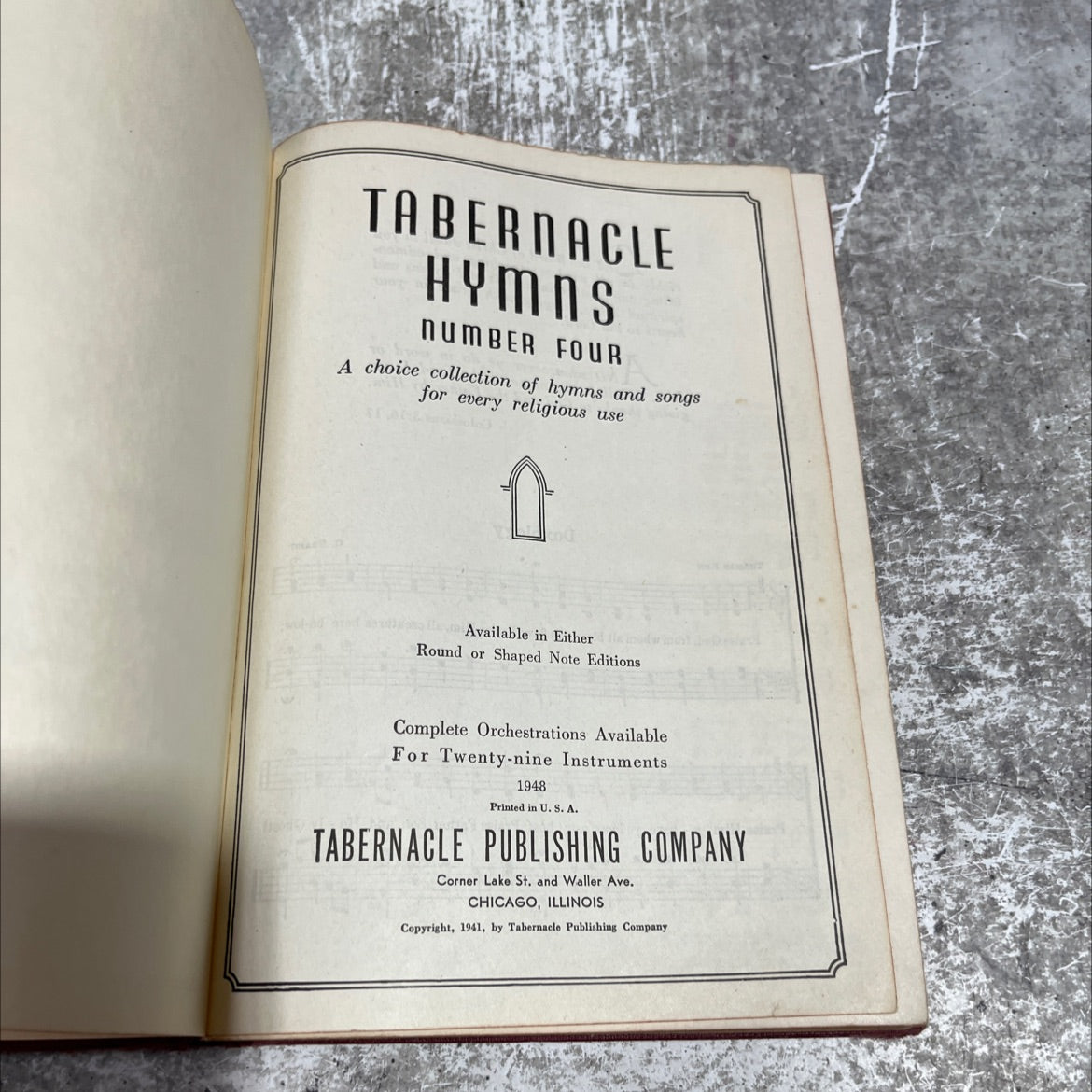 tabernacle hymns number four book, by unknown, 1948 Hardcover image 2