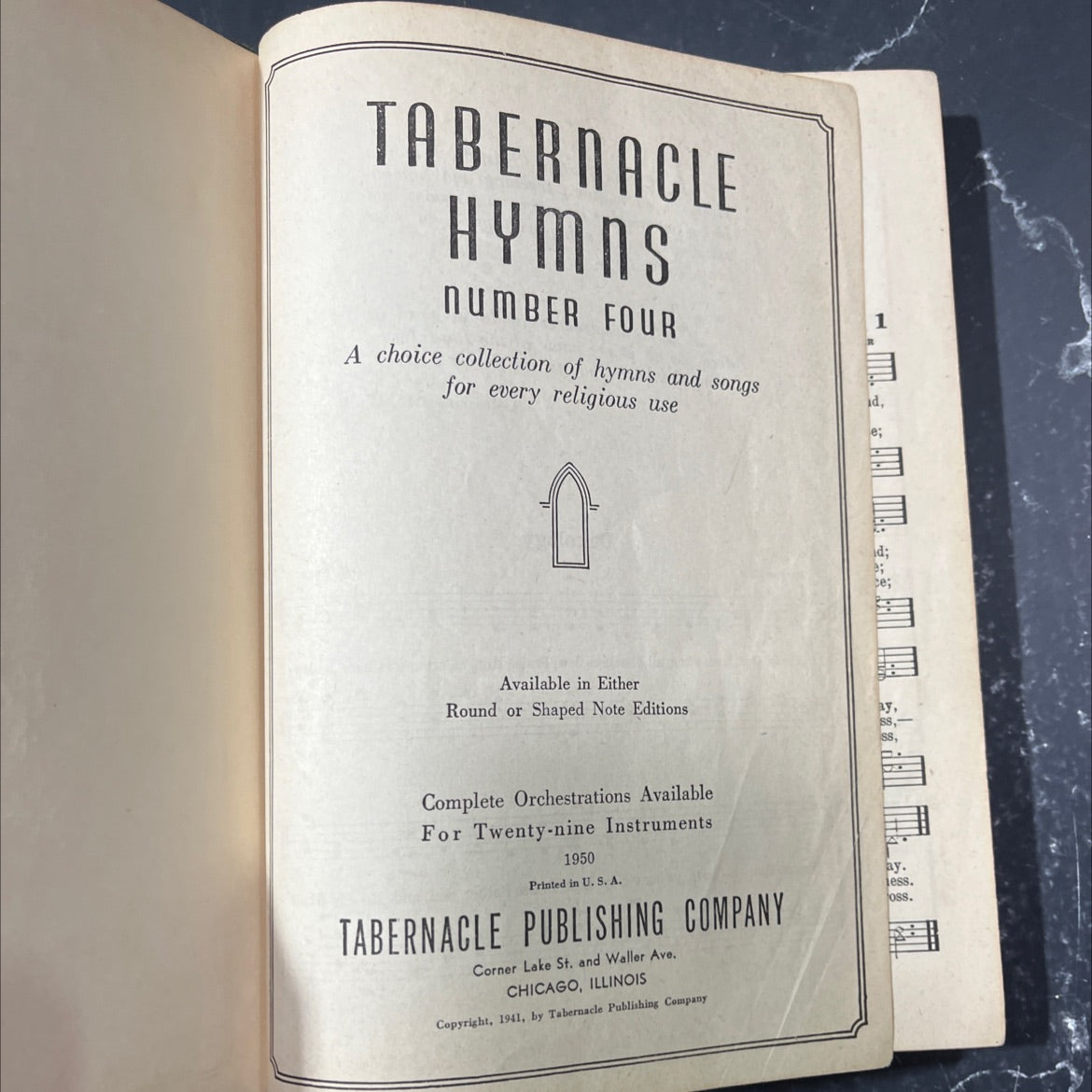 tabernacle hymns number four book, by unknown, 1950 Hardcover image 2