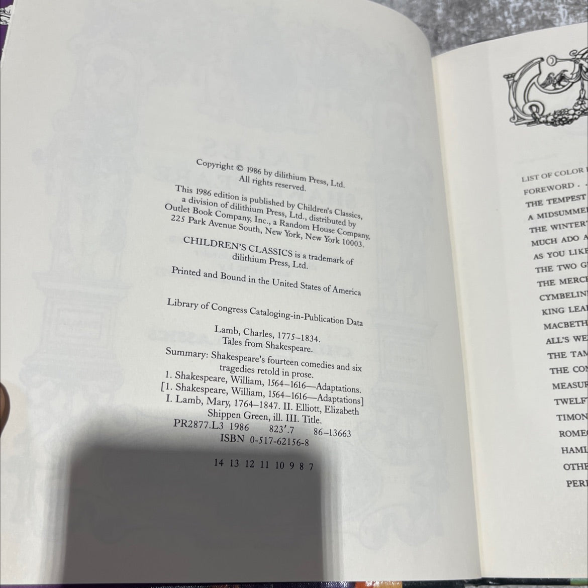 tales from shakespeare book, by charles lamb, mary lamb, 1986 Hardcover image 3