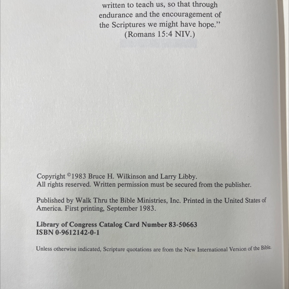 talk thru bible personalities book, by Bruce H. Wilkinson and Larry Libby, 1983 Hardcover image 3