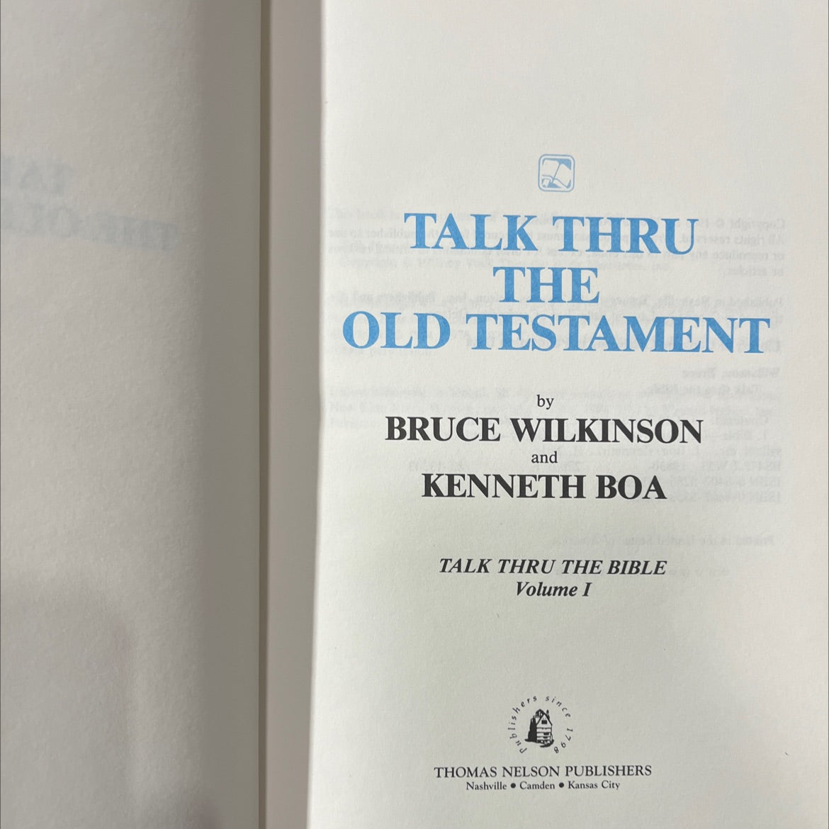 talk thru the 10 g old testament book, by bruce wilkinson, kenneth boa, 1983 Hardcover image 2