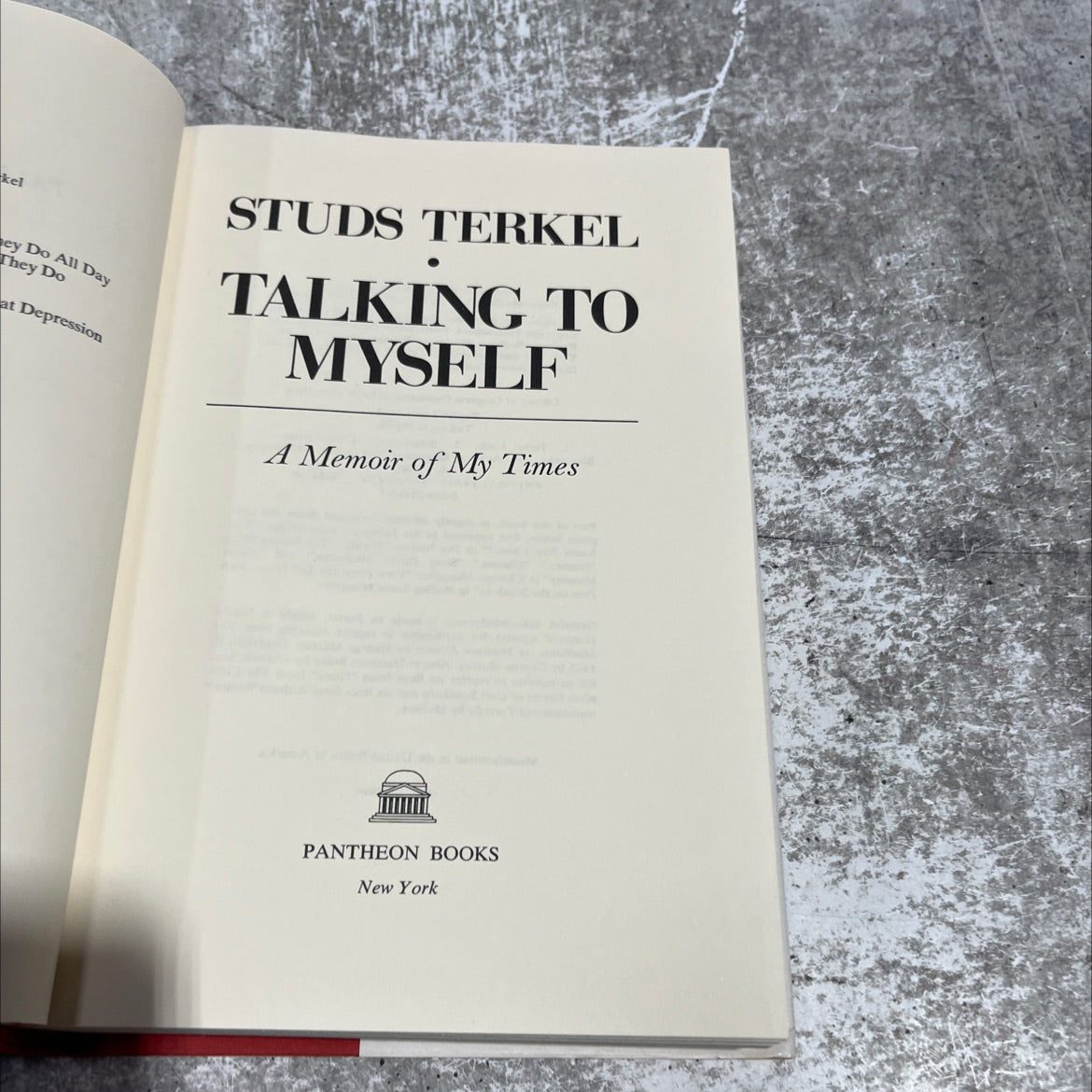 talking to myself book, by studs terkel, 1977 Hardcover image 2