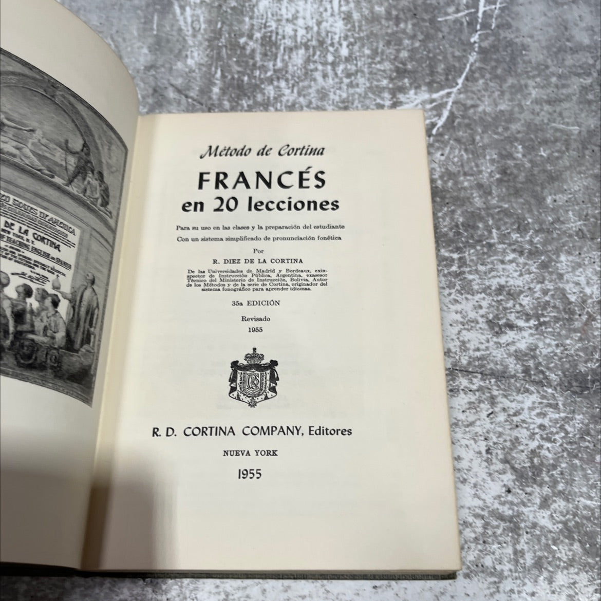 teaching english-french in 20 lessons book, by r. diez de la cortina, 1955 Hardcover image 2